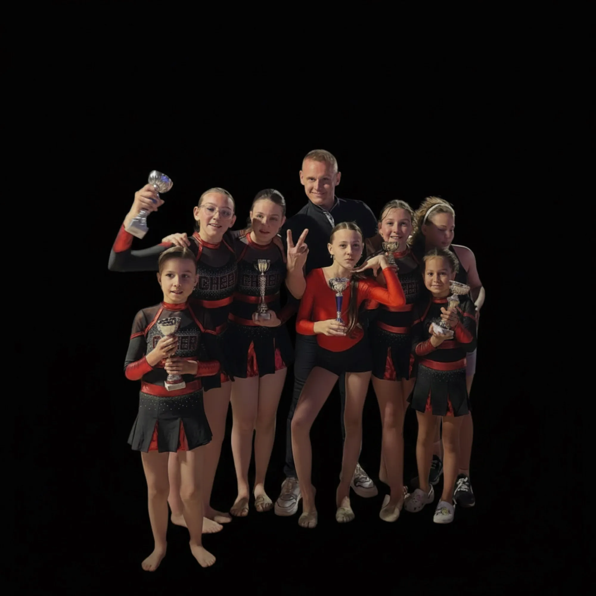 Team photo with medals after a competition